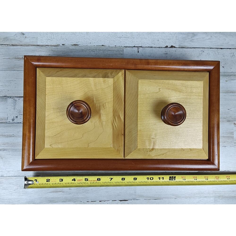 Dual Compartment Lidded Wooden Trinket/Countertop Box Post-Mid-Century-Modern - Picture 7 of 8